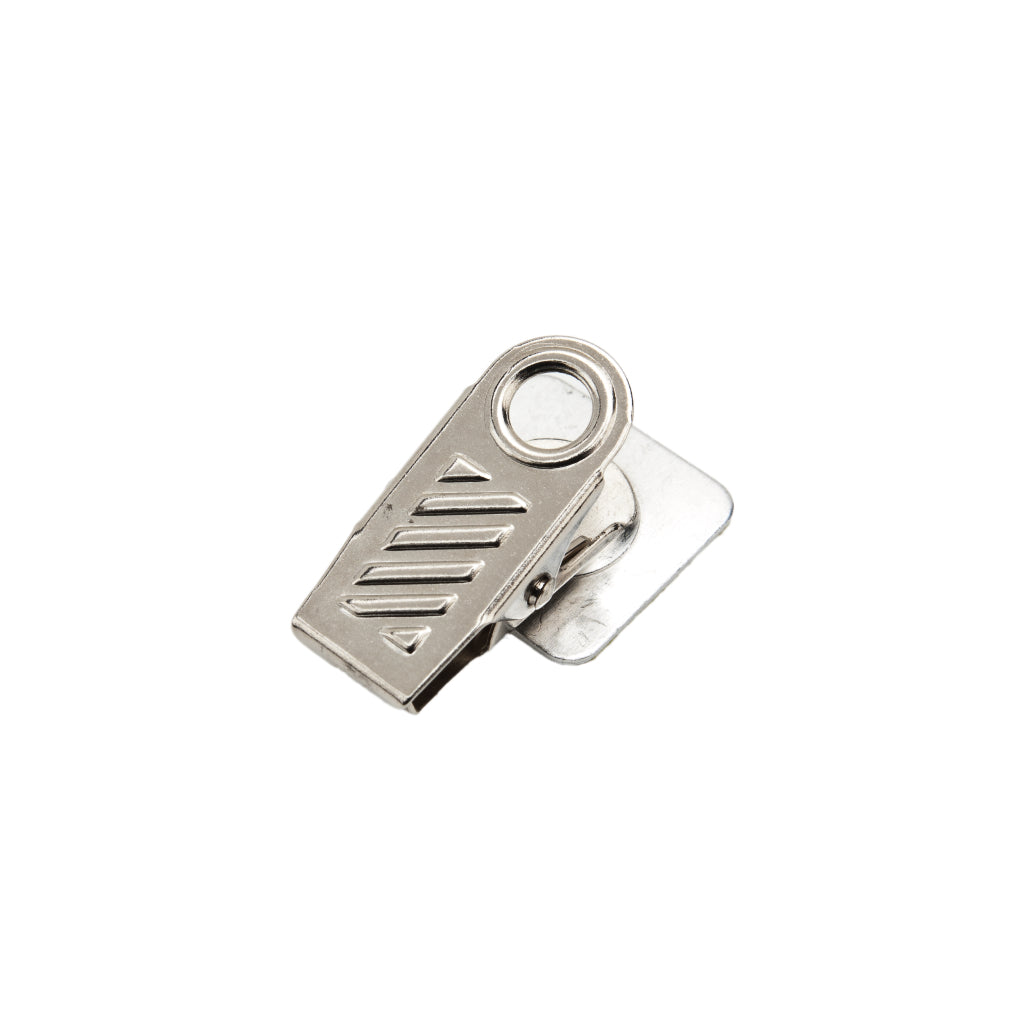 [C-08ALS] 1'' Ribbed Swivel Bulldog Badge Clip with Adhesive Backing Metal Pad (100/Pack)