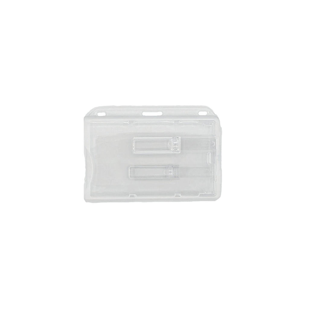[HPBH-DSLD] 3-3/8 x 2-1/8'' (85 x 54mm) Front and Rear 2 Cards Horizontal Rigid Plastic Holder with Slider (500/Pack)